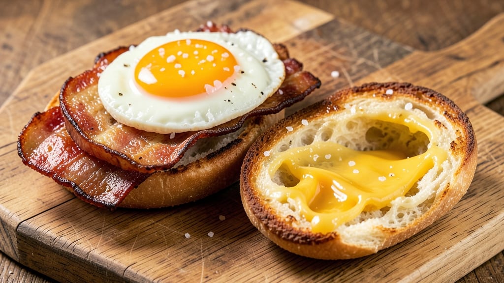 Bacon, Egg, and Cheese English Muffin Recipe: Crispy Toasted Crunch With Runny Yolk Magic