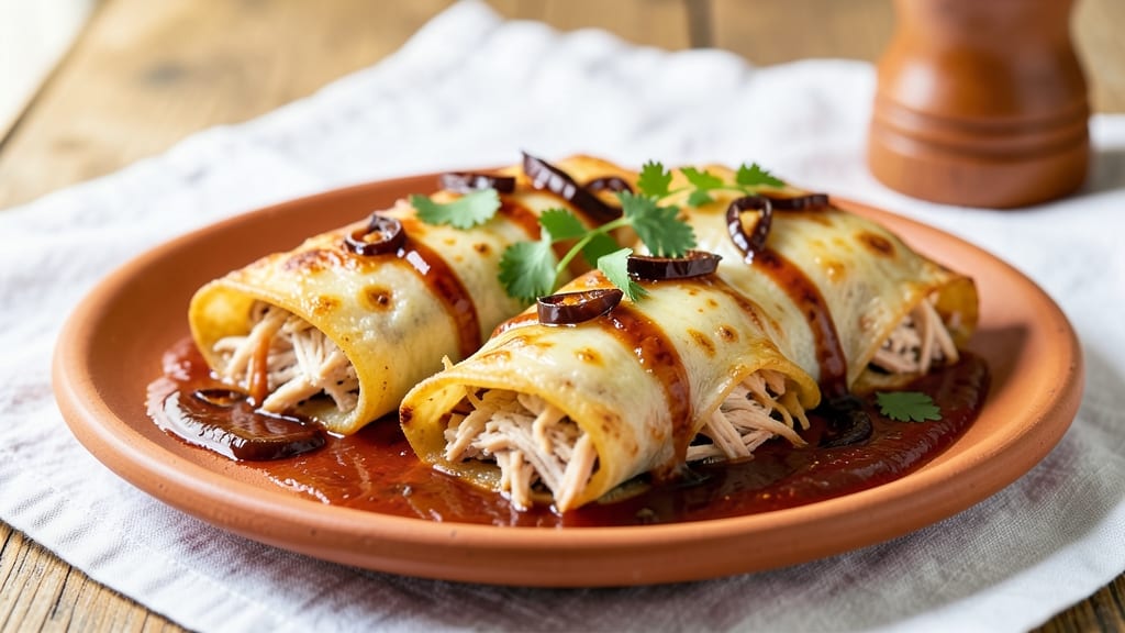 Authentic Chicken and Cheese Enchiladas Recipe: Crispy Tortilla Layers With Smoky Chipotle Heat