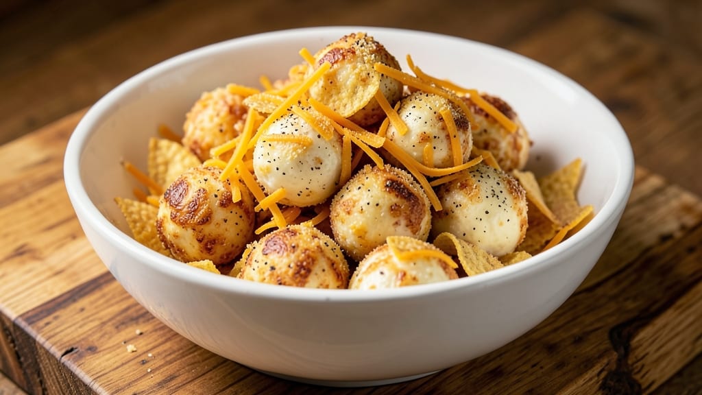 BBurinkle Cheese Balls Recipe: Crispy Tortilla Crunch Over Gooey Cheddar Pulls