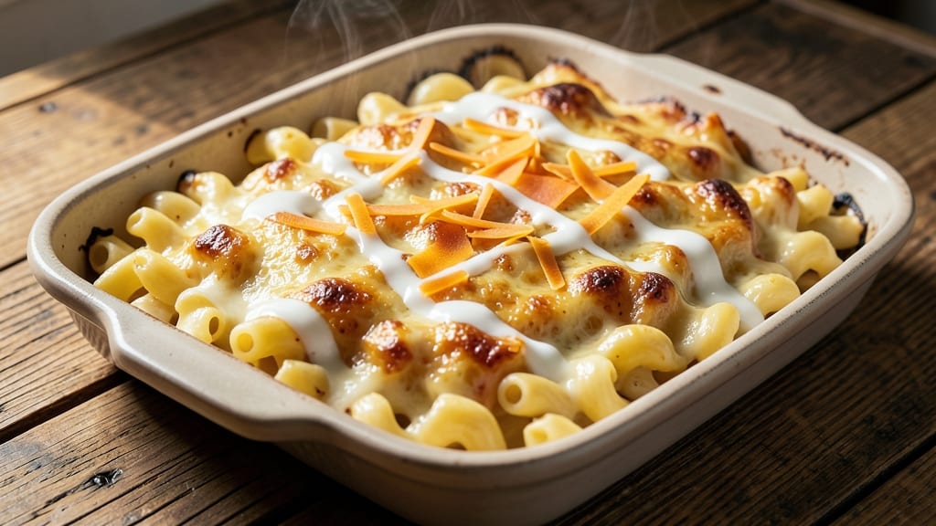 Baked Mac and Cheese Recipe with Velveeta and Cream Cheese: Triple Cheese Crispy-Top Harmony