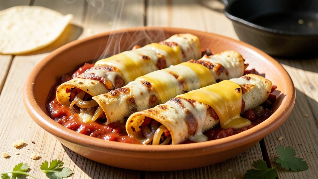 Authentic Cheese and Onion Enchiladas Recipe: Crispy Tortillas Hugging Melty Cheddar
