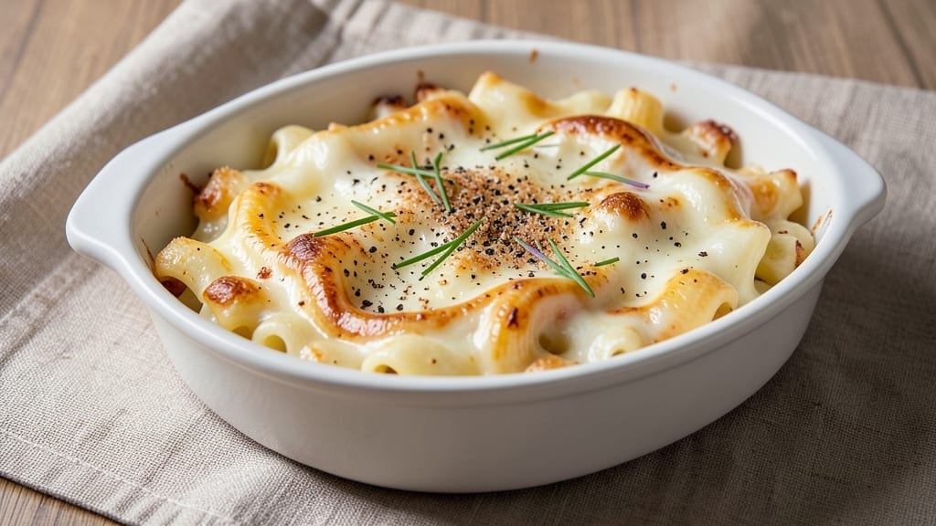 Baked Mac and Cheese with Bechamel Recipe: Crispy Breadcrumbs Over Velvety Cheese Rivers