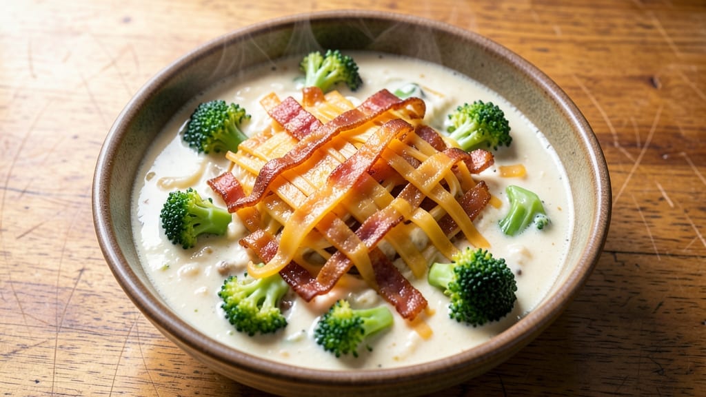Bear Creek Broccoli Cheese Soup Recipe: Smoky Cheddar and Bacon Crunch Top