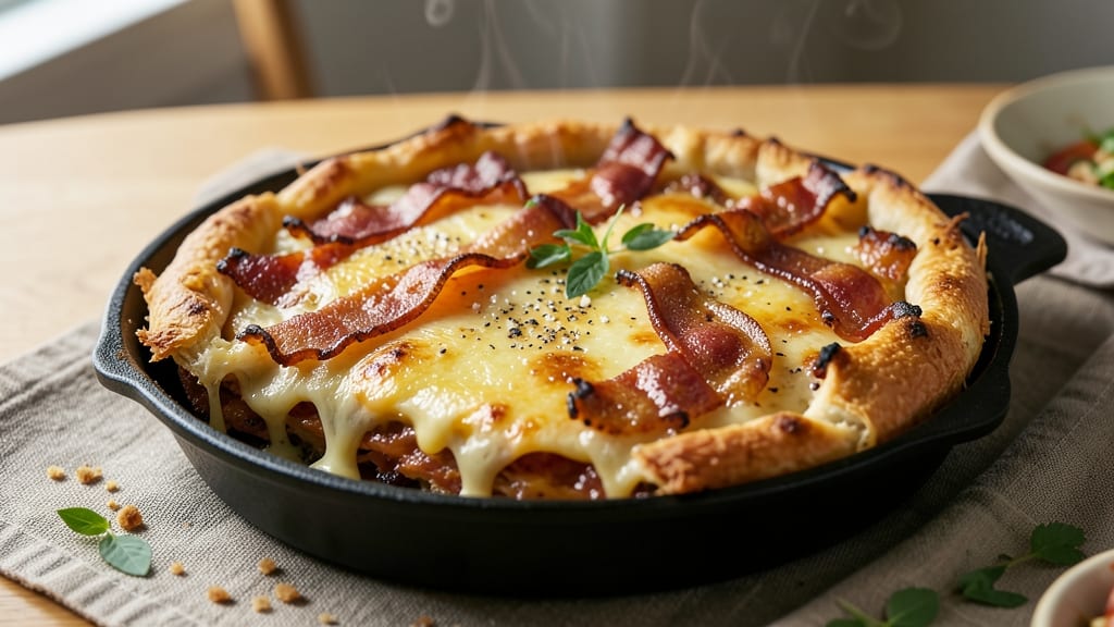 Bacon Cheese Pie Recipe: Smoky Crisp Top With Stretchy Cheese Rivers