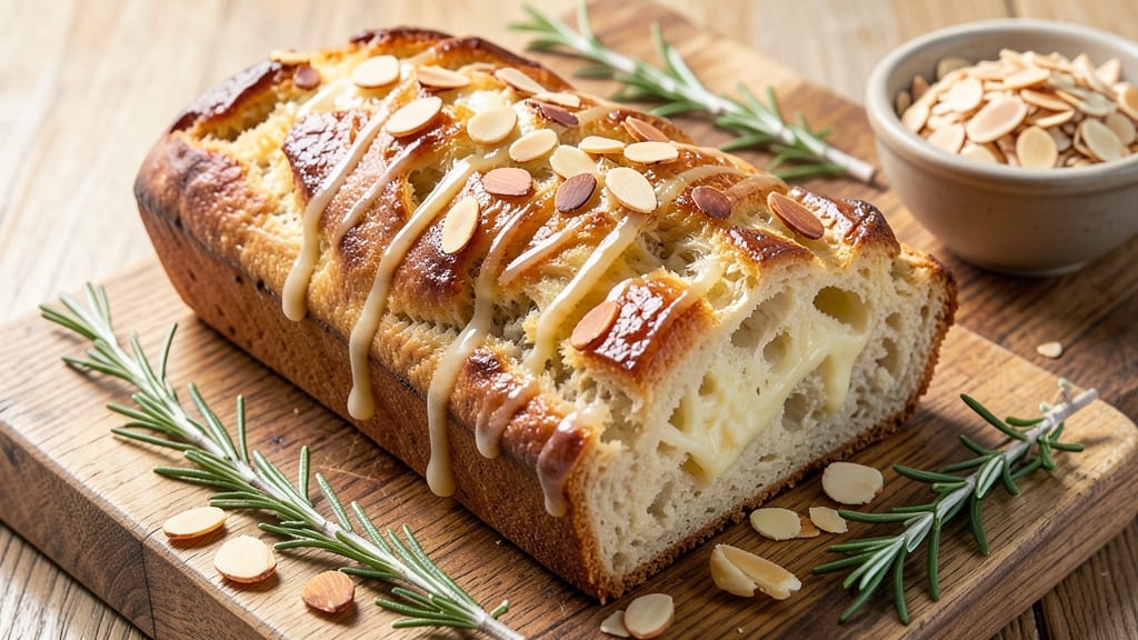 Almond Cheese Bread Recipe: Toasted Nut Crunch With Melted Cheese Rivers