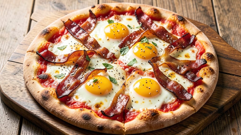 Bacon Egg Cheese Pizza Recipe: Breakfast Brunch Crust With Gooey Pulls