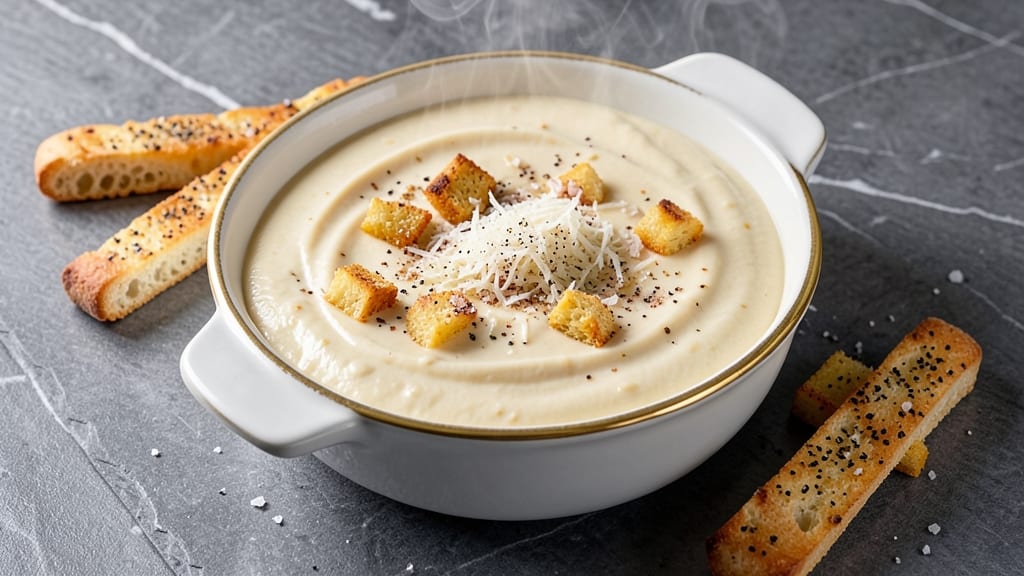 Alfredo Cheese Dip Recipe: Crispy Breadcrumbs Over Ultra-Smooth Velvety Base