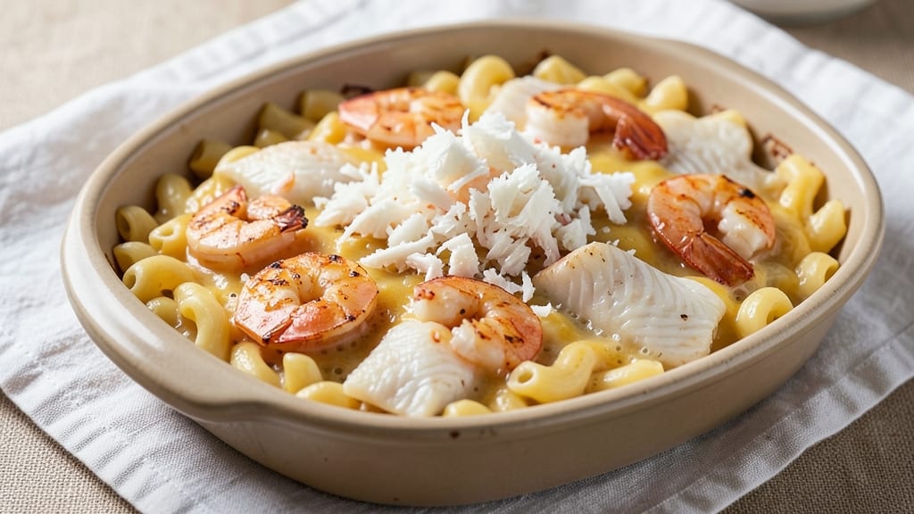 Baked Seafood Mac and Cheese Recipe: Crispy Top Meets Ocean-Fresh Flavor