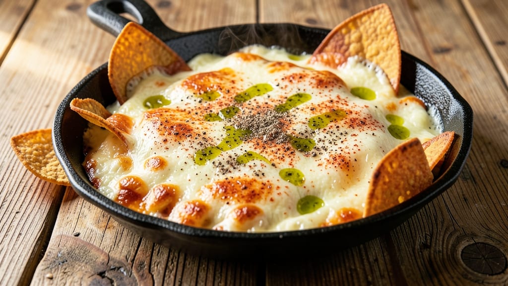 Baked Mexican Cheese Dip Recipe: Tortilla-Crusted Crunch With Gooey Cheddar Pulls