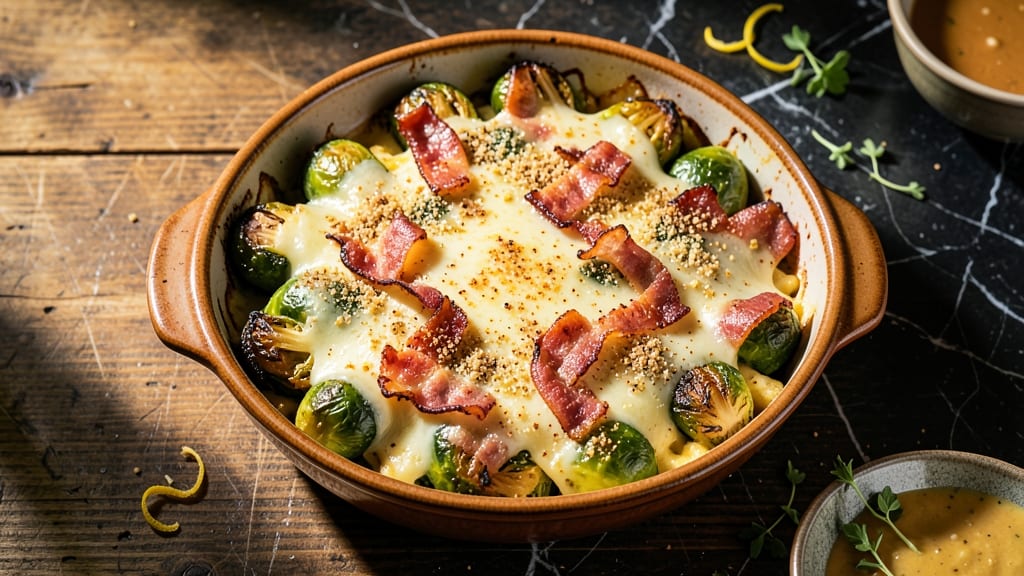 Bacon and Cheese Brussels Sprouts Casserole Recipe: Crispy-Topped, Smoky-Bacon Crunch