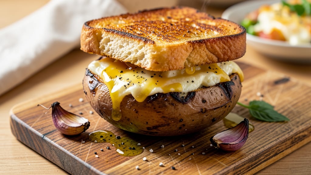 Baked Potato Grilled Cheese Recipe: Double-Grilled Crispy Layers