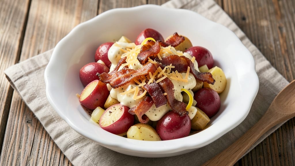 Bacon Cheese Potato Salad Recipe: Crispy Bacon Bites and Creamy Cheese Swirls