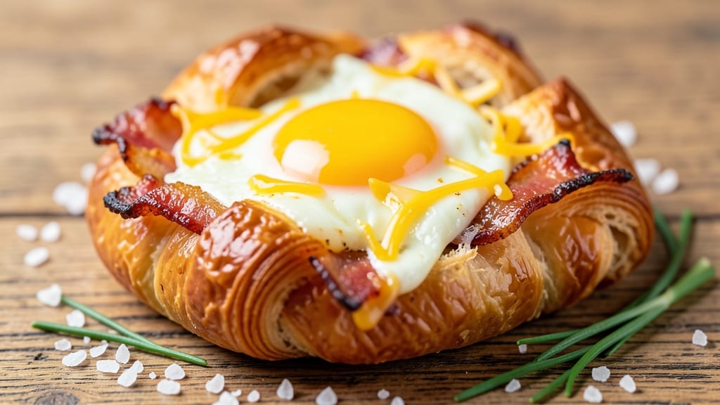 Bacon, Egg, and Cheese Stuffed Croissants Recipe: Flaky Layers and Runny Yolk Bliss