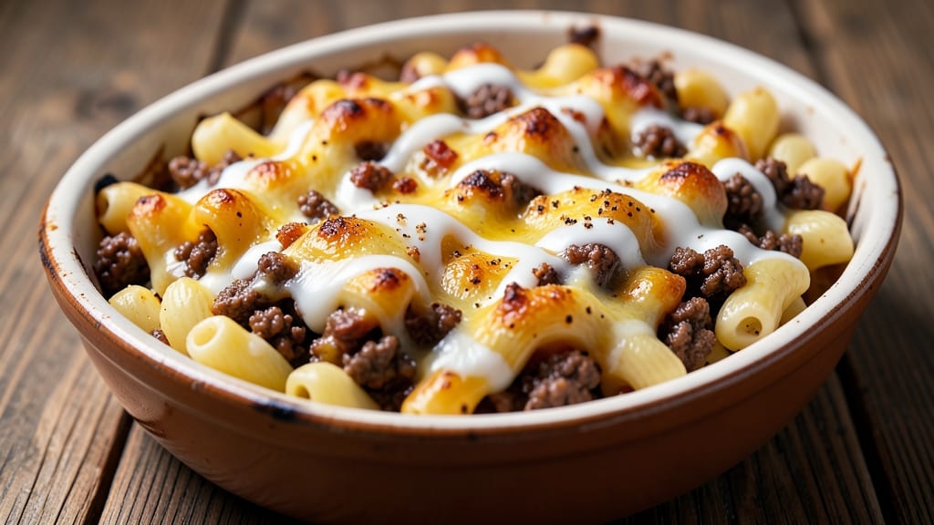 Baked Mac and Cheese Recipe with Meat: Savory Crisp-Topped Protein-Packed Bites