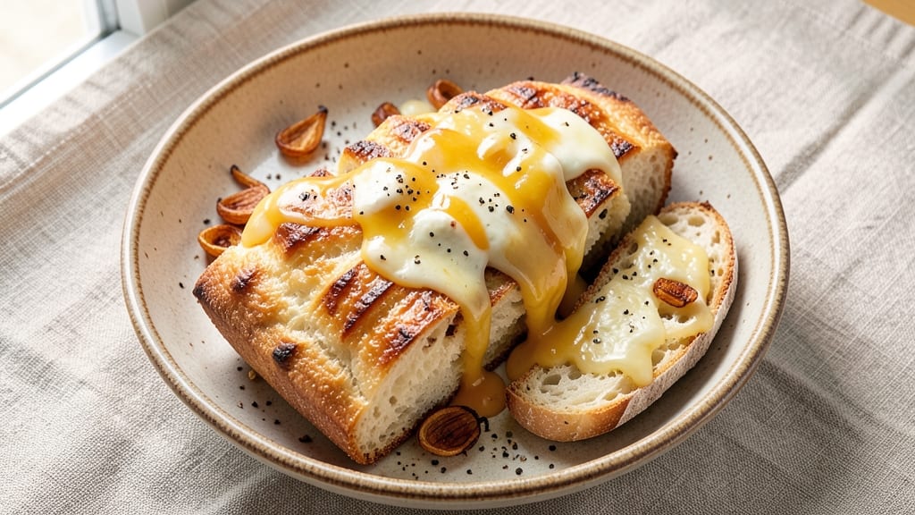 Baked Bread With Cheese Recipe: Crispy Crust, Stringy Cheese Pulls