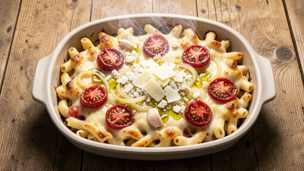 Baked Macaroni and Cheese With Stewed Tomatoes Recipe: Rustic Tomato-Twist on Classic Comfort