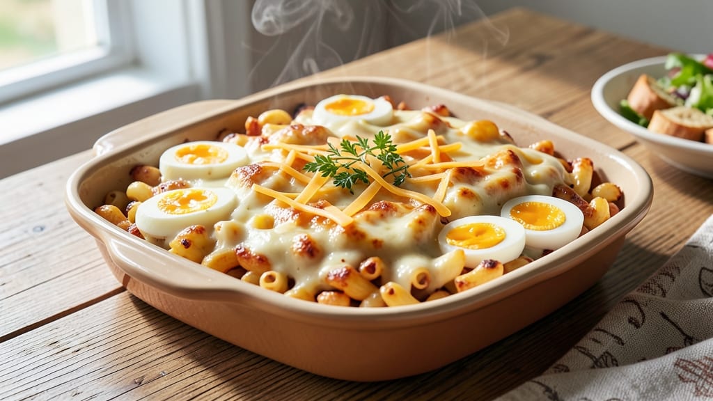 Baked Macaroni and Cheese Recipe with Eggs and Milk: Breakfast Brunch Twist With Crispy Top