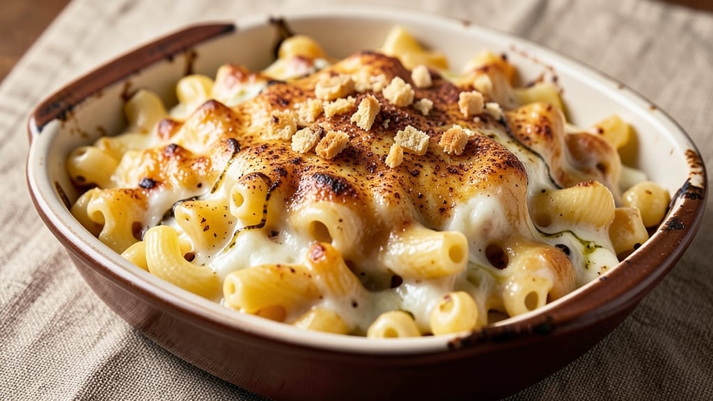 Bakedmac and Cheese Recipe: Crispy Crust, Gooey Pull-Apart Layers