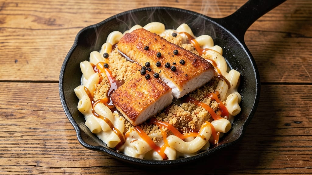 Bed Stuy Fish Fry Mac and Cheese Recipe: Crispy Beer-Battered Fish Over Melty Cheese