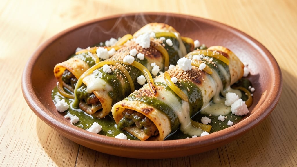Authentic Mexican Cheese and Onion Enchiladas Recipe: Crispy Tortilla Bites with Smoky Chipotle Heat