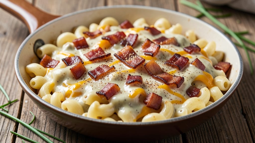 Bacon Ranch Macaroni and Cheese Recipe: Crispy Top, Smoky Bacon, and Herby Pull-Apart Layers