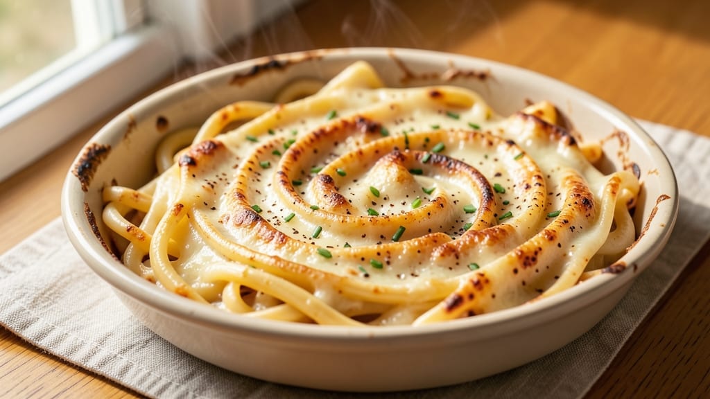 Baked Mac and Cheese Recipe with Spaghetti Noodles: Spiral-Locked Noodles for Maximum Cheese Hold