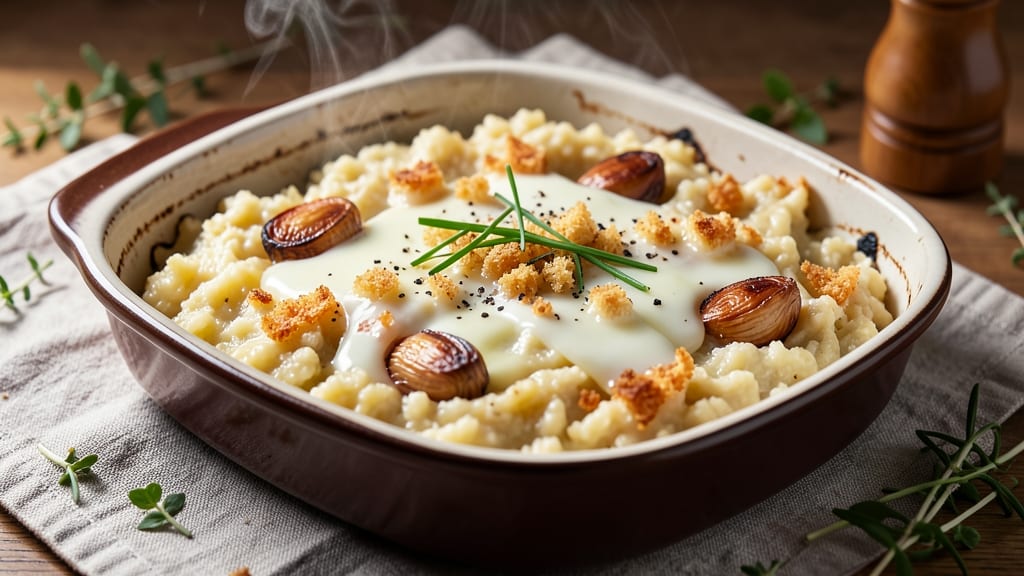 Baked Garlic Cheese Grits Recipe: Garlic-Infused Creaminess With Crunchy Breadcrumb Crown