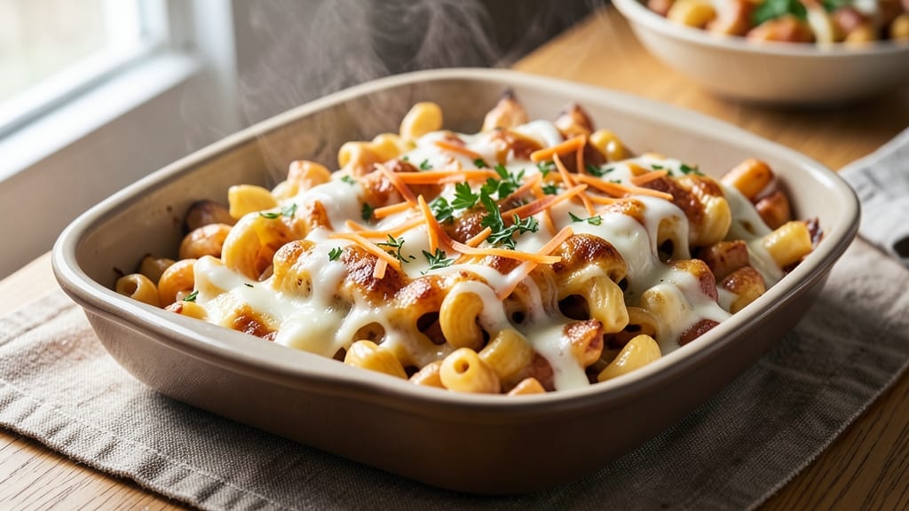 Alton Brown's Mac and Cheese Reloaded Recipe: Crispy Breadstick Crown Over Nutty Cheddar Rivers