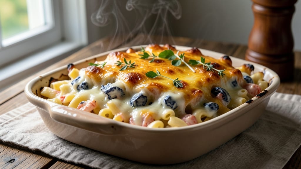Baked Crab Mac and Cheese Recipe: Sweet Crabmeat and Three-Cheese Luxe