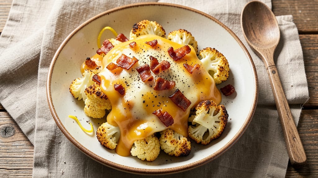 Baked Cauliflower, Bacon, and Cheese Recipe: Crispy Top, Gooey Pull-Apart Bites