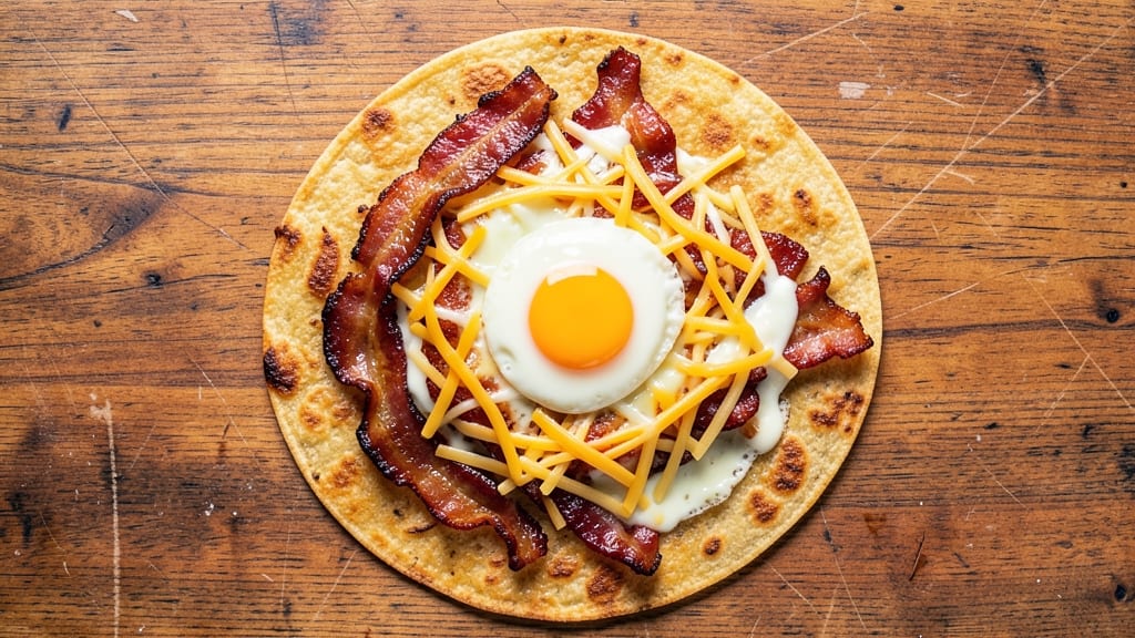 Bacon Egg and Cheese Quesadilla Recipe: Crispy Edges and Runny Yolk Surprise