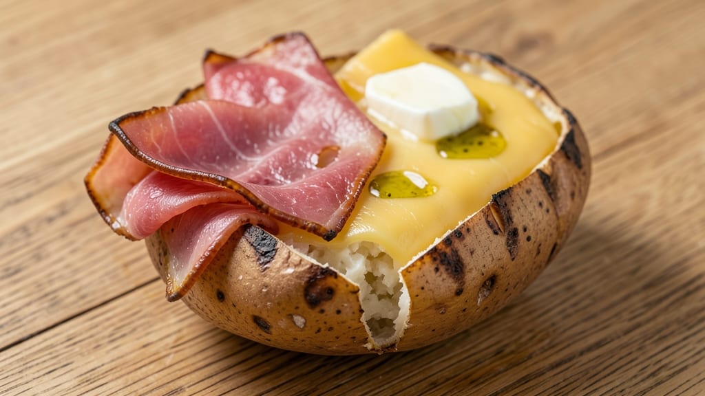 Baked Potato With Ham And Cheese Recipe: Crispy Crust, Savory Layers in One Pan