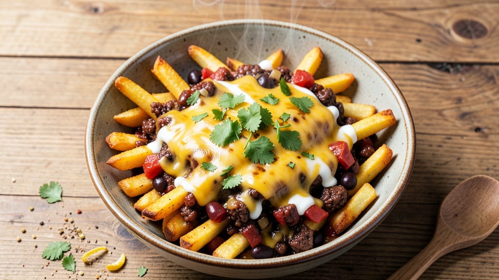 Baked Chili Cheese Fries Recipe: Crispy Potato Bites with Smoky Chili-Cheddar Fusion
